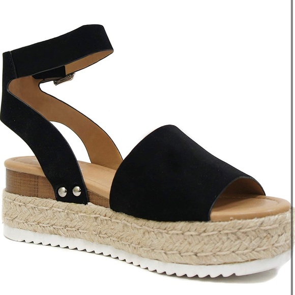 Soda Topic Open Toe Buckle Ankle Strap Espadrilles Flatform Wedge Casual Sandal - Picture 2 of 6